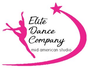 Mid American Studio Elite Dance Company Competitive Team Logo in Black and Pink with dancer doing split jump