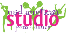 Mid American Studio pom & dance green girly logo