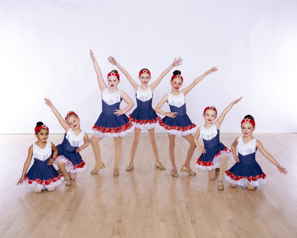 Tap level 1 red white and blue costumes